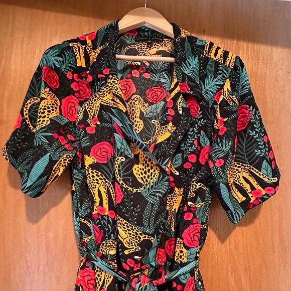 AMERICA & BEYOND ‘Jaguar Paradise’ Black Animal Print Jumpsuit XXL - Picture 7 of 9